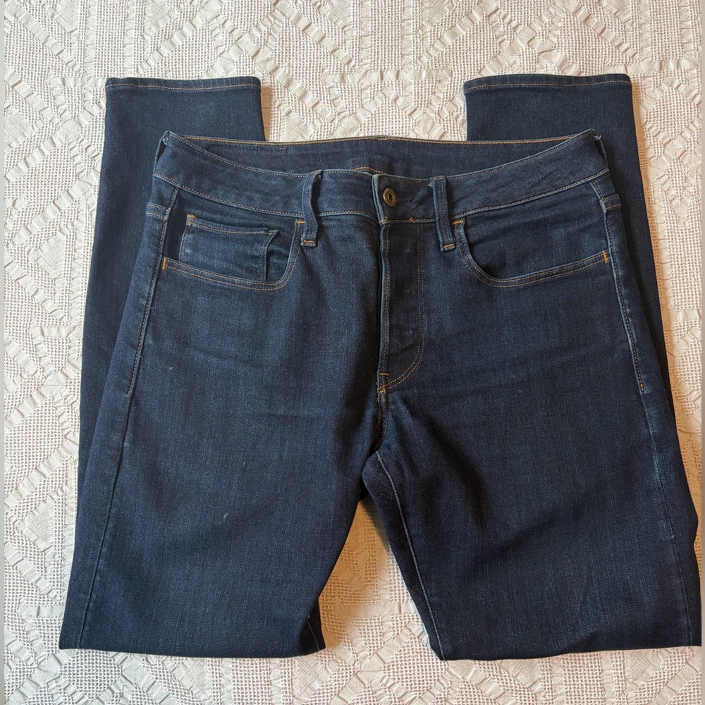 Men's G-Star Raw 3301 Deconstructed Slim Dark Blue Jeans / 30